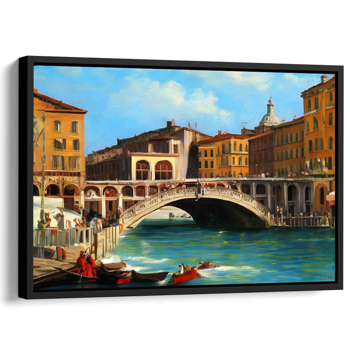 Tranquil Waterway Crossing: Serene Rialto Bridge Scene Canvas Art