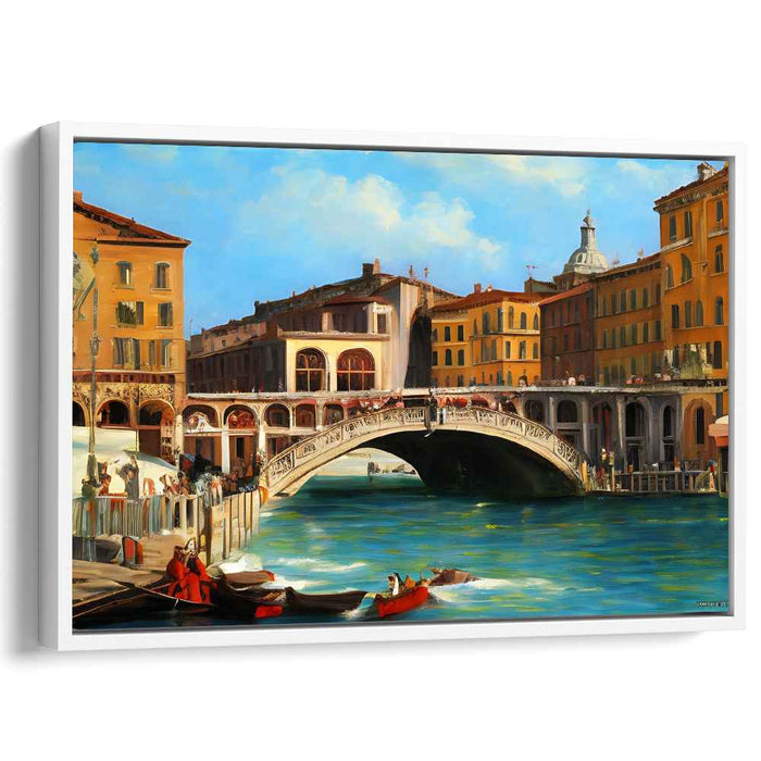 Tranquil Waterway Crossing: Serene Rialto Bridge Scene Canvas Art