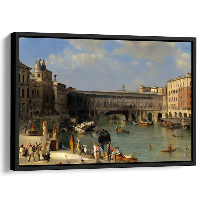 Venetian Grandeur: Historical Rialto Bridge and Canal Scene Canvas Art