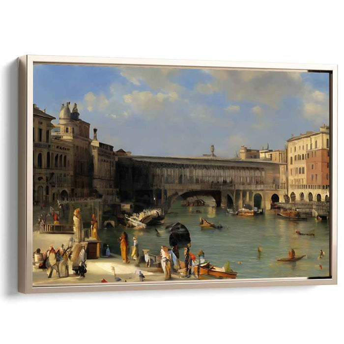 Venetian Grandeur: Historical Rialto Bridge and Canal Scene Canvas Art