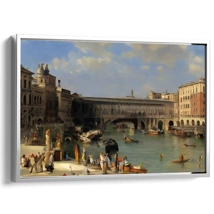 Venetian Grandeur: Historical Rialto Bridge and Canal Scene Canvas Art