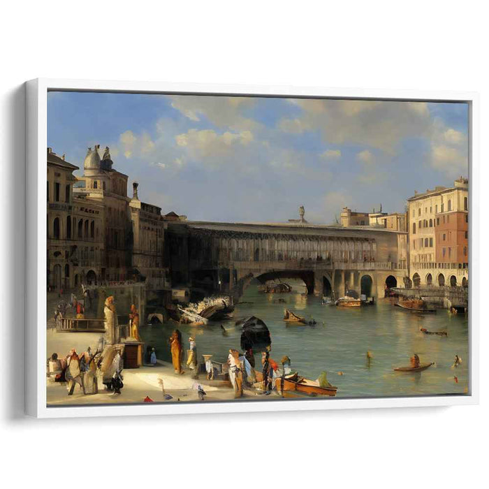 Venetian Grandeur: Historical Rialto Bridge and Canal Scene Canvas Art