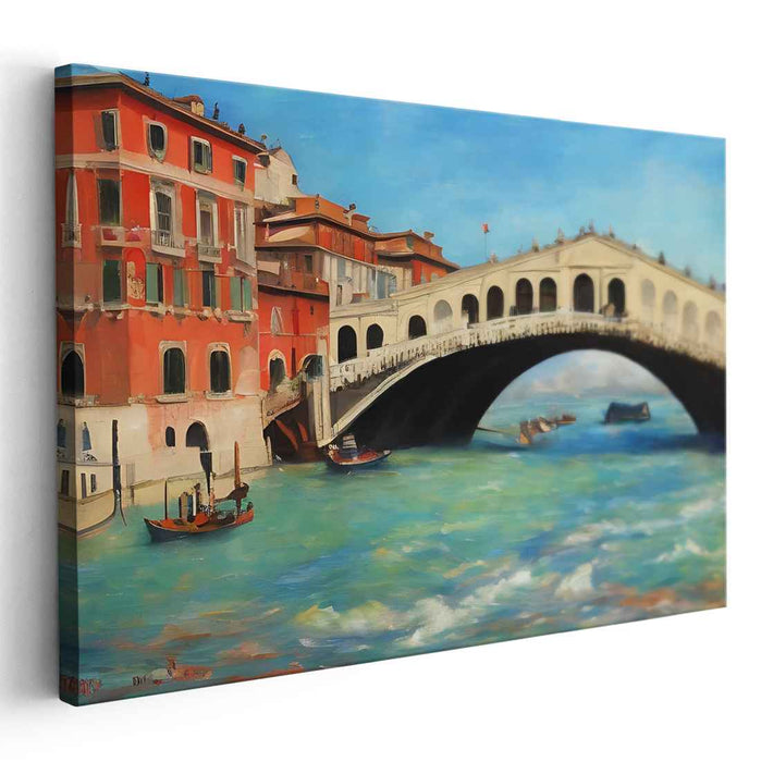 Canal Archway Gondola Passage: The Rialto Bridge Over the Grand Canal