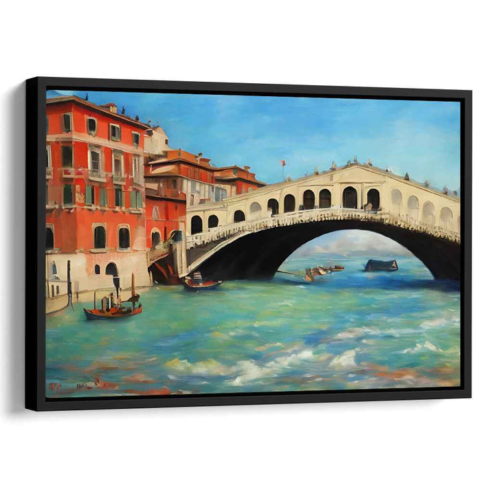 Canal Archway Gondola Passage: The Rialto Bridge Over the Grand Canal