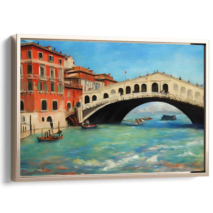 Canal Archway Gondola Passage: The Rialto Bridge Over the Grand Canal