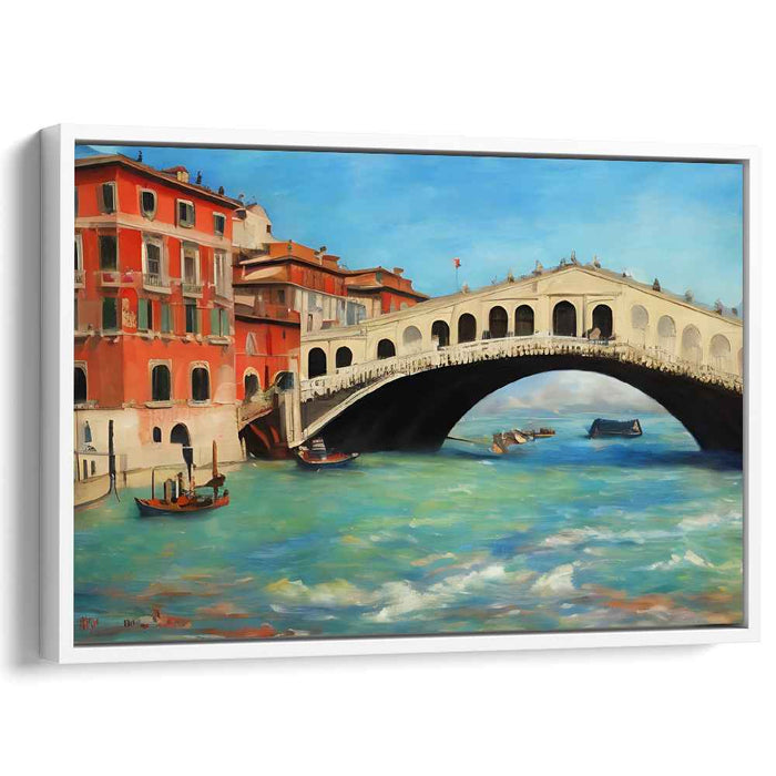 Canal Archway Gondola Passage: The Rialto Bridge Over the Grand Canal