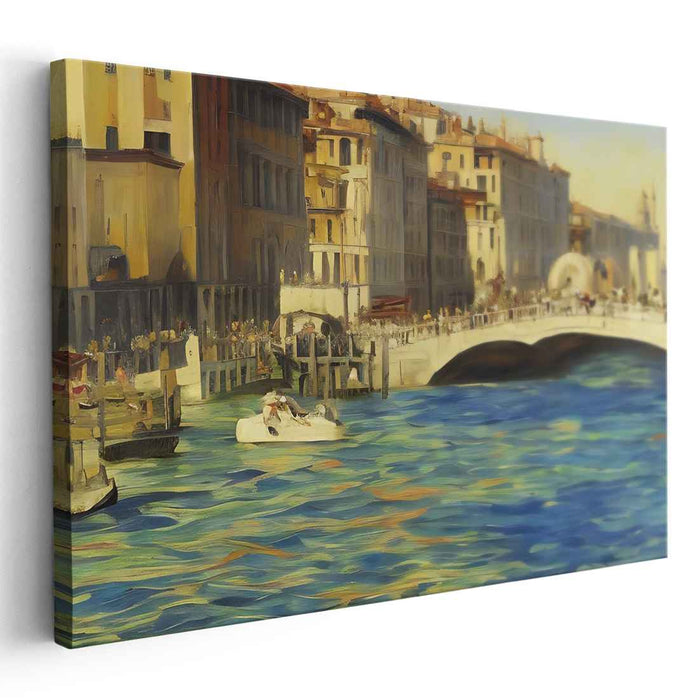 Sunlit Venetian Grandeur: Impressionist Cityscape Canvas Art