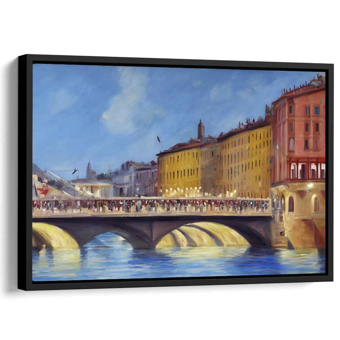 Sunset Whispers Across Bridge: Ponte Vecchio at Twilight Canvas Art