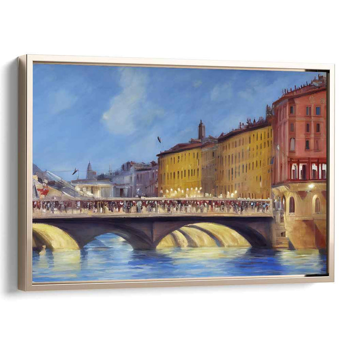 Sunset Whispers Across Bridge: Ponte Vecchio at Twilight Canvas Art