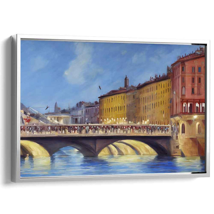 Sunset Whispers Across Bridge: Ponte Vecchio at Twilight Canvas Art