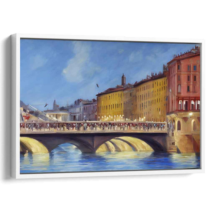 Sunset Whispers Across Bridge: Ponte Vecchio at Twilight Canvas Art