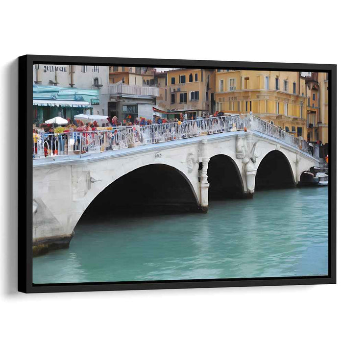 Aquamarine Passage: Scenic Bridge and Turquoise Canal Canvas Art