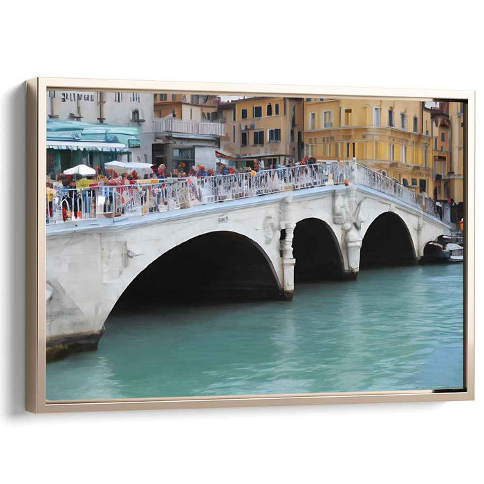 Aquamarine Passage: Scenic Bridge and Turquoise Canal Canvas Art