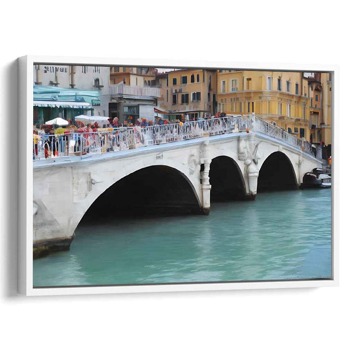 Aquamarine Passage: Scenic Bridge and Turquoise Canal Canvas Art