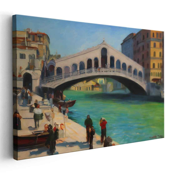 Venetian Luminescence: Rialto Bridge in Sunlight Canvas Art Print