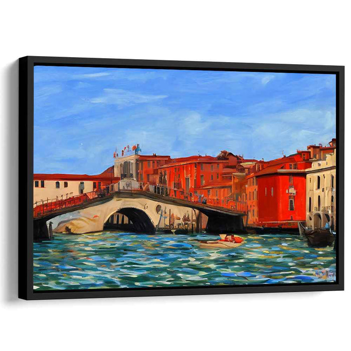Sunlit European Bridge: Vibrant Cityscape Canvas Art