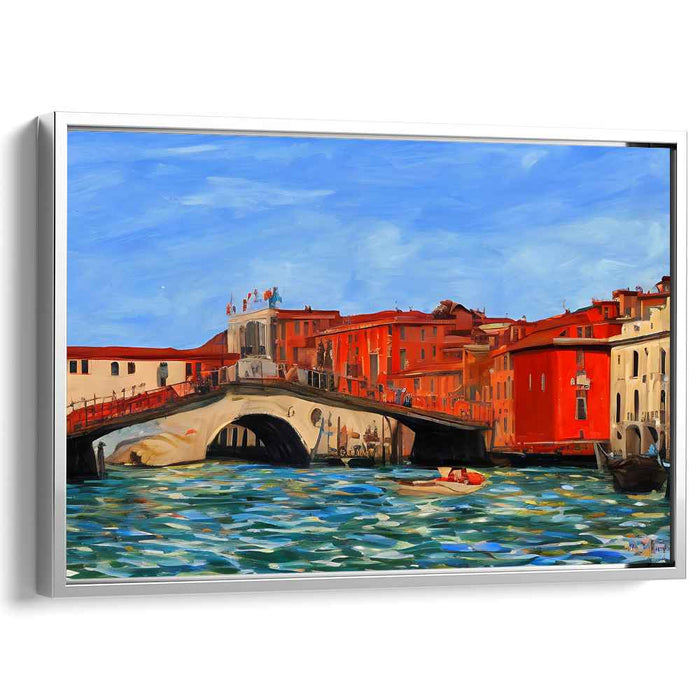 Sunlit European Bridge: Vibrant Cityscape Canvas Art