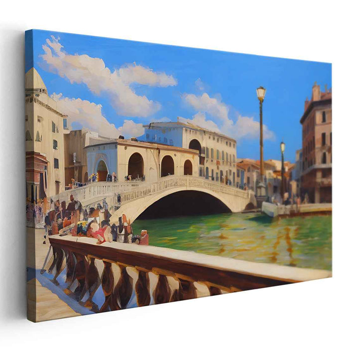 Eternal Arches Reminiscence: Classic Canal Bridge Canvas Art Print