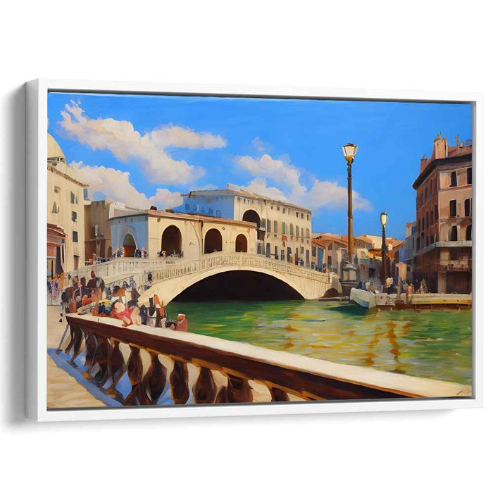 Eternal Arches Reminiscence: Classic Canal Bridge Canvas Art Print