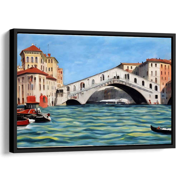 Venetian Waterways Perspective: Realistic Rialto Bridge and Grand Canal Canvas Art