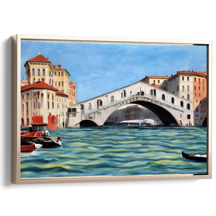 Venetian Waterways Perspective: Realistic Rialto Bridge and Grand Canal Canvas Art