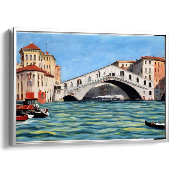Venetian Waterways Perspective: Realistic Rialto Bridge and Grand Canal Canvas Art
