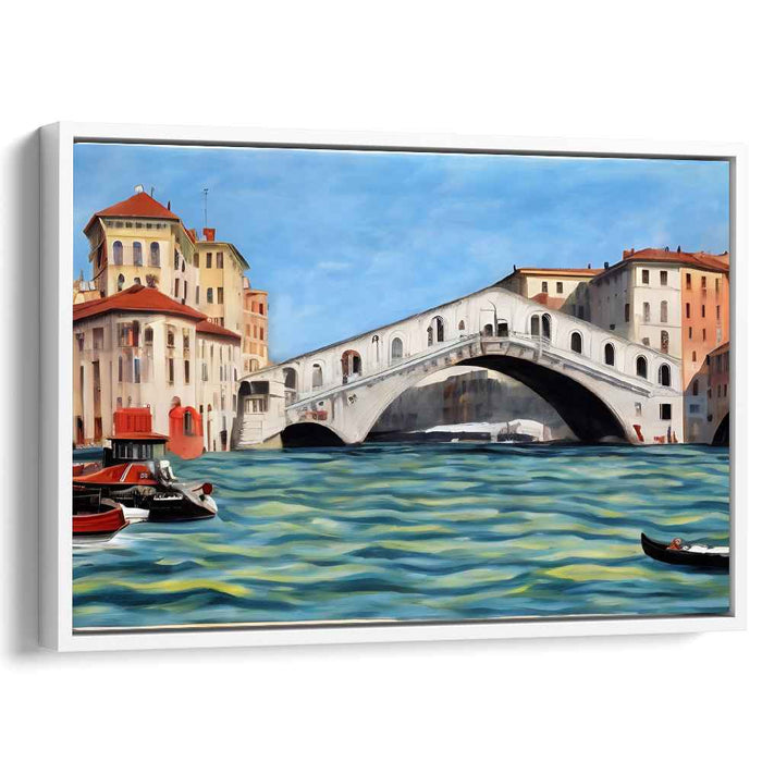 Venetian Waterways Perspective: Realistic Rialto Bridge and Grand Canal Canvas Art