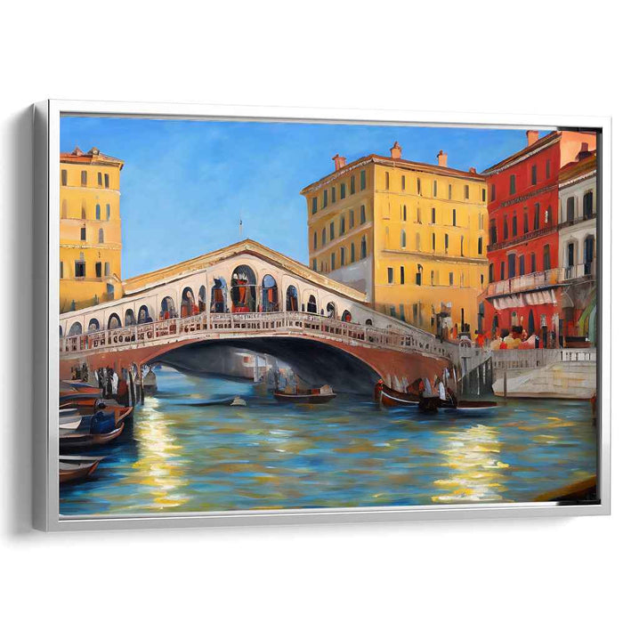 Urban Venetian Waterways: Historic Rialto Bridge and Canal Scene Canvas Art