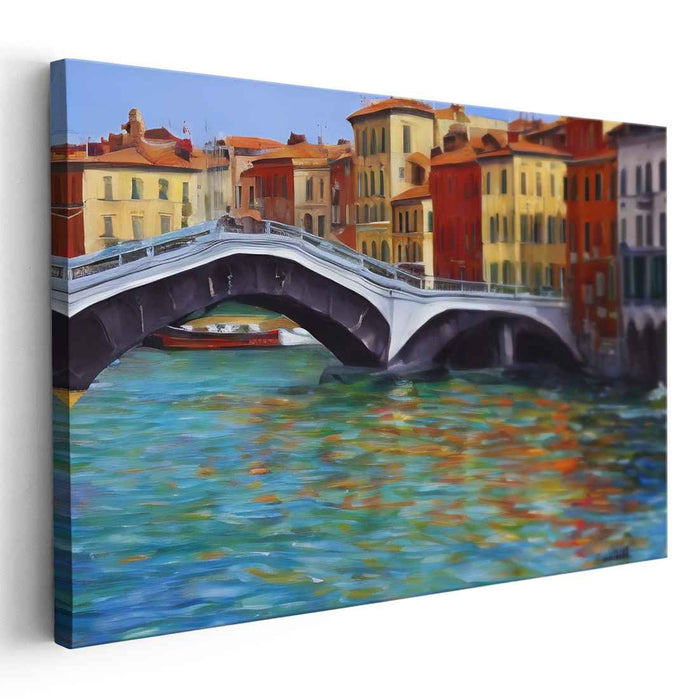 Aqua Arches Crossing Waters: Vibrant Canal Bridge Scene