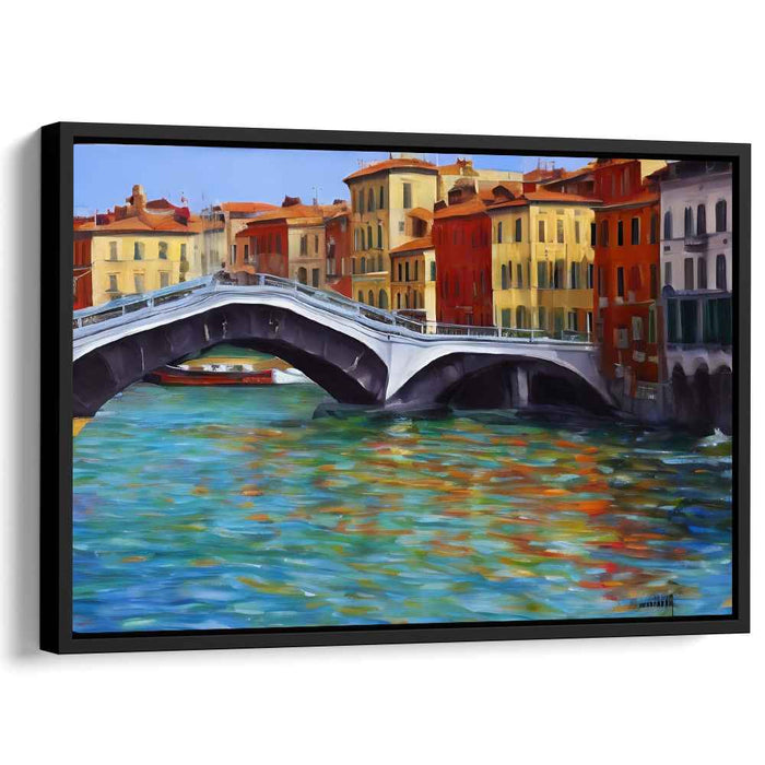 Aqua Arches Crossing Waters: Vibrant Canal Bridge Scene