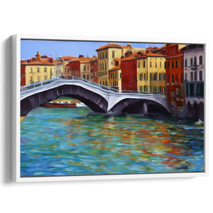 Aqua Arches Crossing Waters: Vibrant Canal Bridge Scene