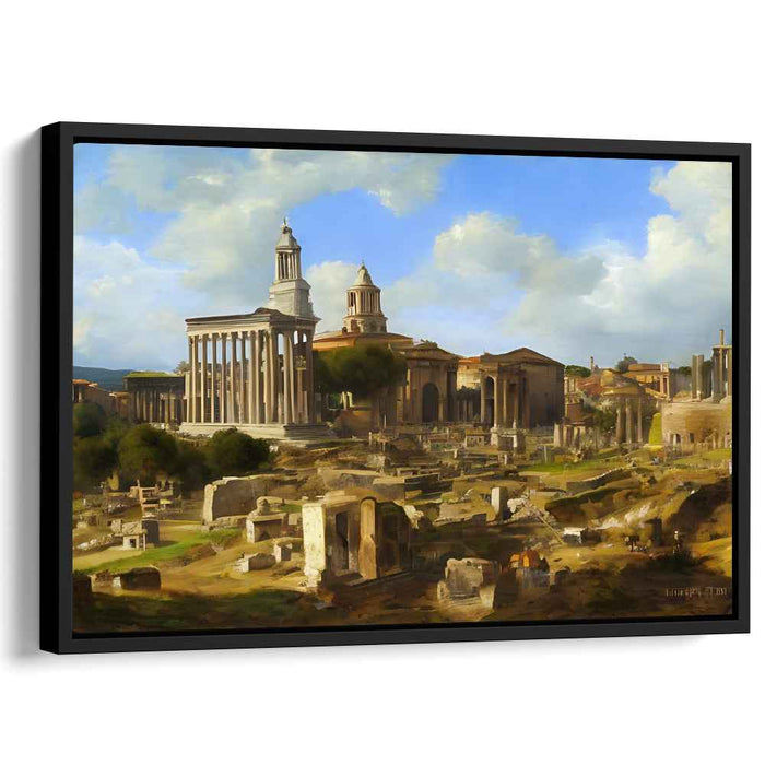 Eternal Whispers of Past Glory: Classical Roman Ruins in Golden Light Canvas Art