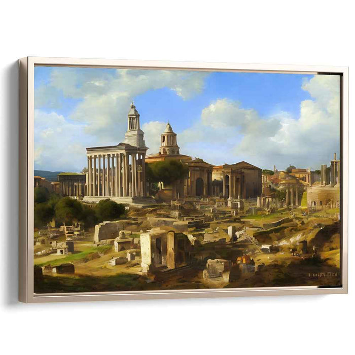 Eternal Whispers of Past Glory: Classical Roman Ruins in Golden Light Canvas Art