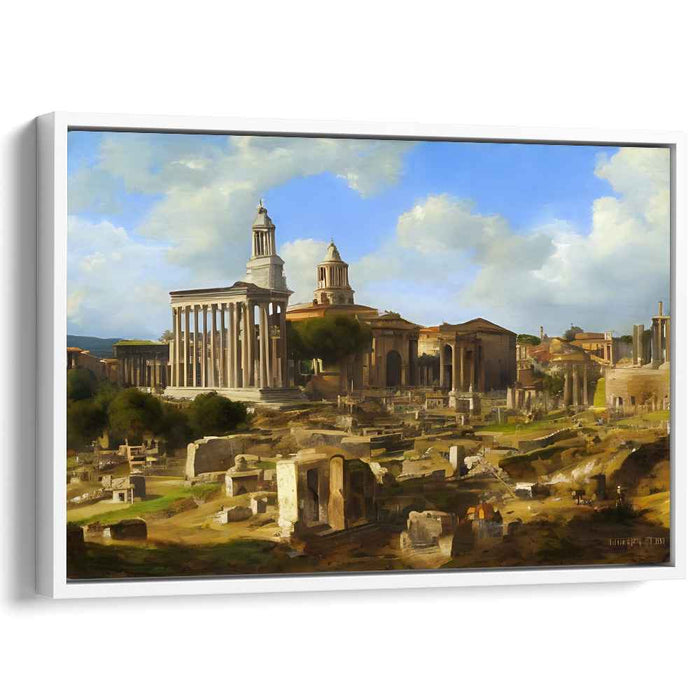 Eternal Whispers of Past Glory: Classical Roman Ruins in Golden Light Canvas Art