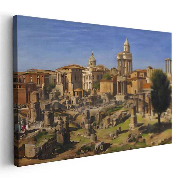 Lost Empire Echoes: Realistic Depiction of Ancient Roman Ruins Canvas Art Print