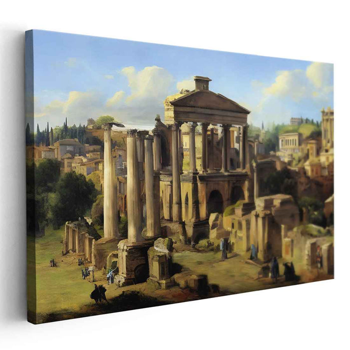 Ruins Resplendent: Classical Ruins in Sunlit Splendor Canvas Art Print