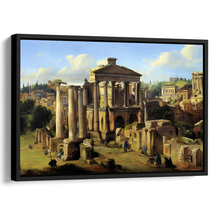 Ruins Resplendent: Classical Ruins in Sunlit Splendor Canvas Art Print