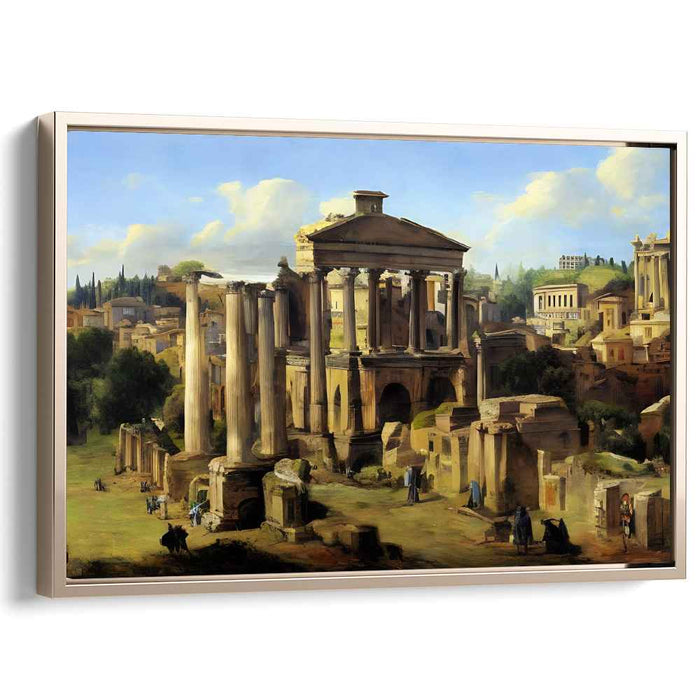 Ruins Resplendent: Classical Ruins in Sunlit Splendor Canvas Art Print