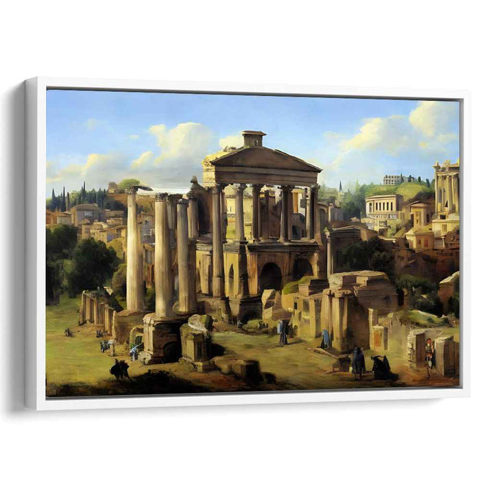 Ruins Resplendent: Classical Ruins in Sunlit Splendor Canvas Art Print