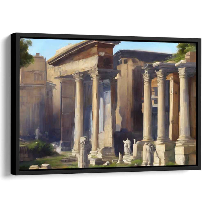 Elysian Sunrise Ruins: Classical Ruins at Dawn Canvas Art Print