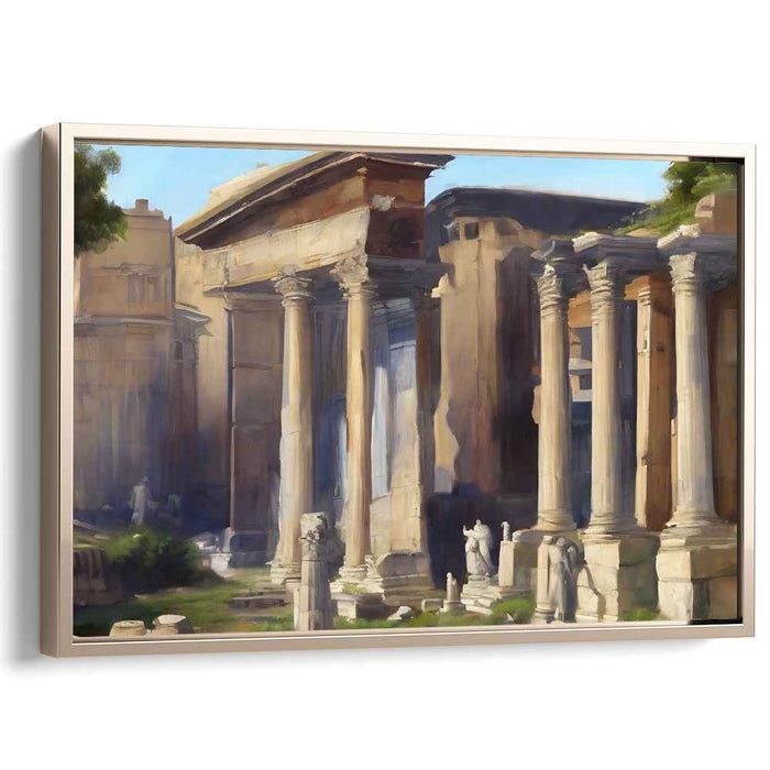Elysian Sunrise Ruins: Classical Ruins at Dawn Canvas Art Print