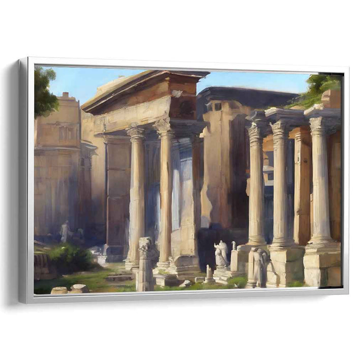 Elysian Sunrise Ruins: Classical Ruins at Dawn Canvas Art Print