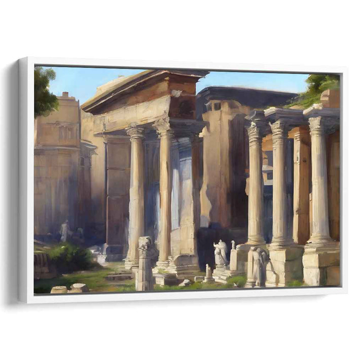 Elysian Sunrise Ruins: Classical Ruins at Dawn Canvas Art Print