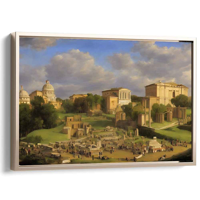 Roman Citadel Luminescence: Classical Roman Forum in Serene Daylight Canvas Art Print