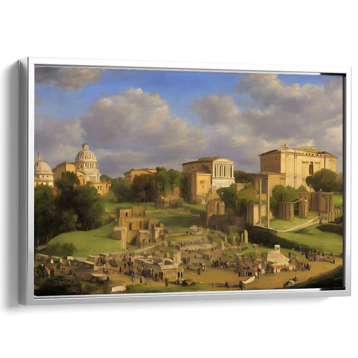 Roman Citadel Luminescence: Classical Roman Forum in Serene Daylight Canvas Art Print