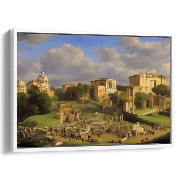 Roman Citadel Luminescence: Classical Roman Forum in Serene Daylight Canvas Art Print