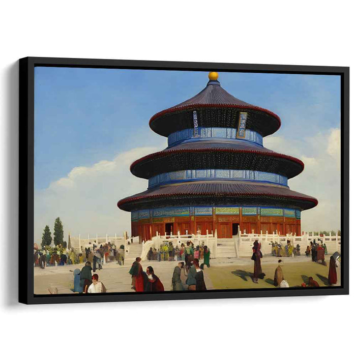 Dragon Dance Festivities: Traditional Chinese Temple Scene with Lively Cultural Gathering