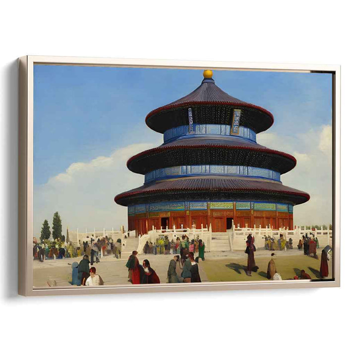 Dragon Dance Festivities: Traditional Chinese Temple Scene with Lively Cultural Gathering