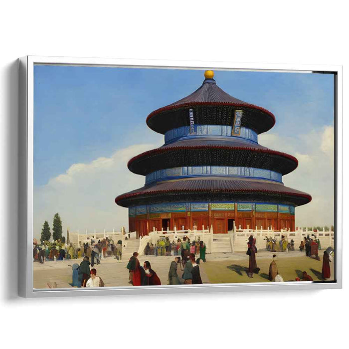 Dragon Dance Festivities: Traditional Chinese Temple Scene with Lively Cultural Gathering