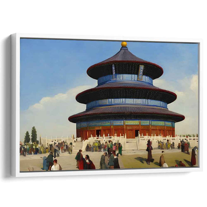 Dragon Dance Festivities: Traditional Chinese Temple Scene with Lively Cultural Gathering